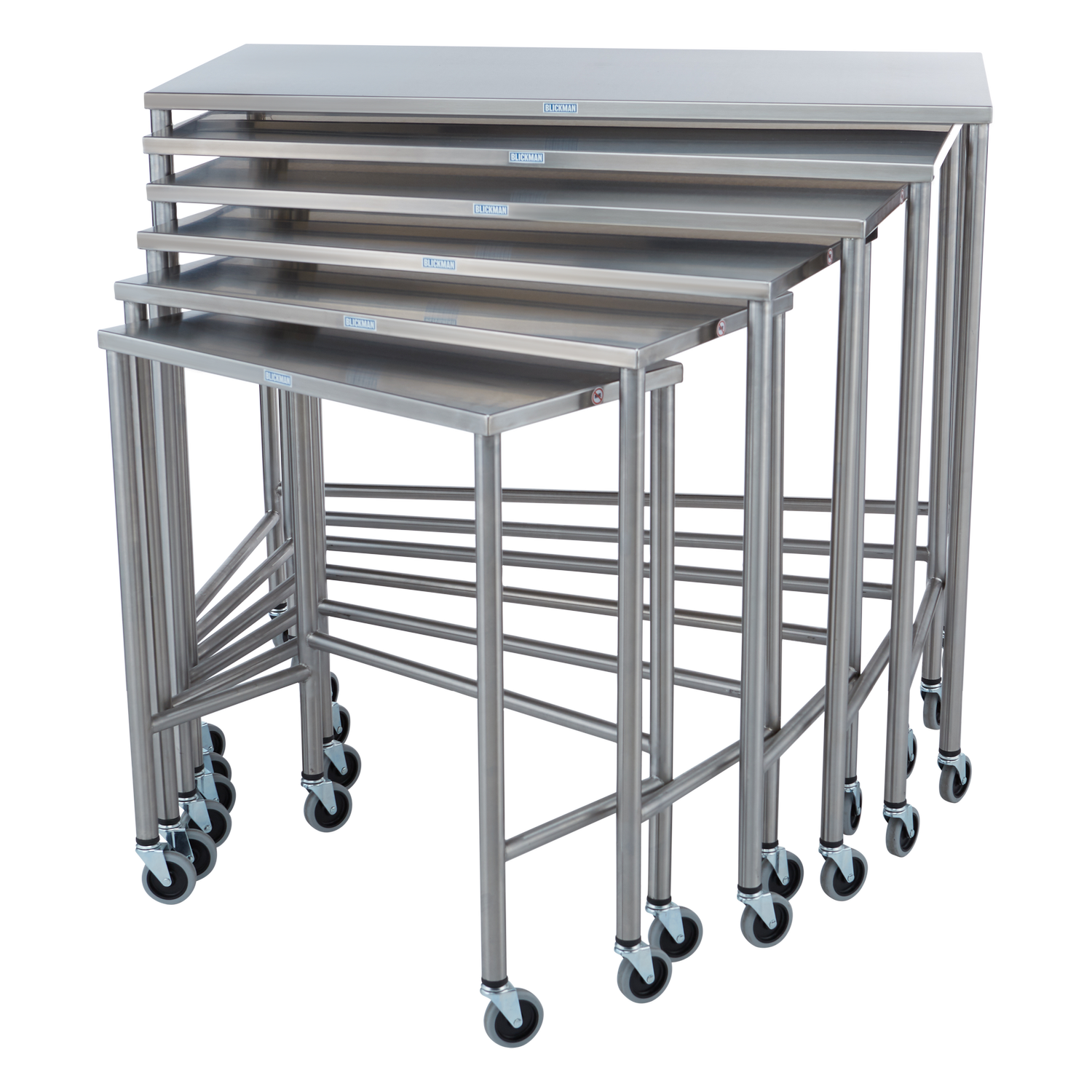 Complete Set of 6 Stainless Steel Nested Medical Instrument Tables